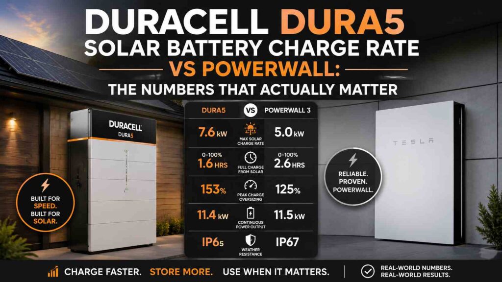 Duracell Dura5 Solar Battery Charge Rate vs Powerwall