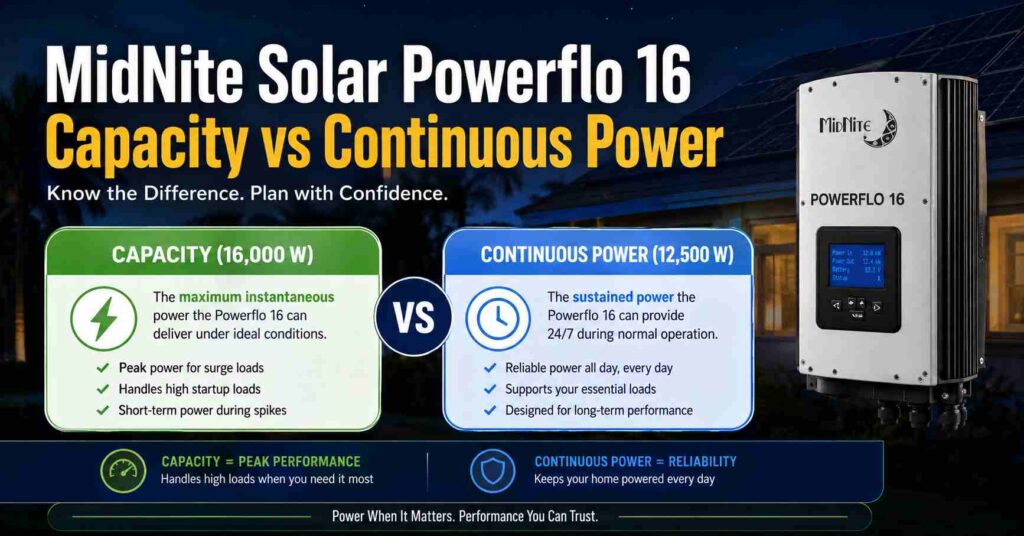 MidNite Solar Powerflo 16 Capacity vs Continuous Power