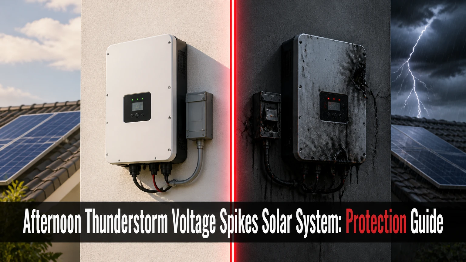 afternoon thunderstorm voltage spikes solar system