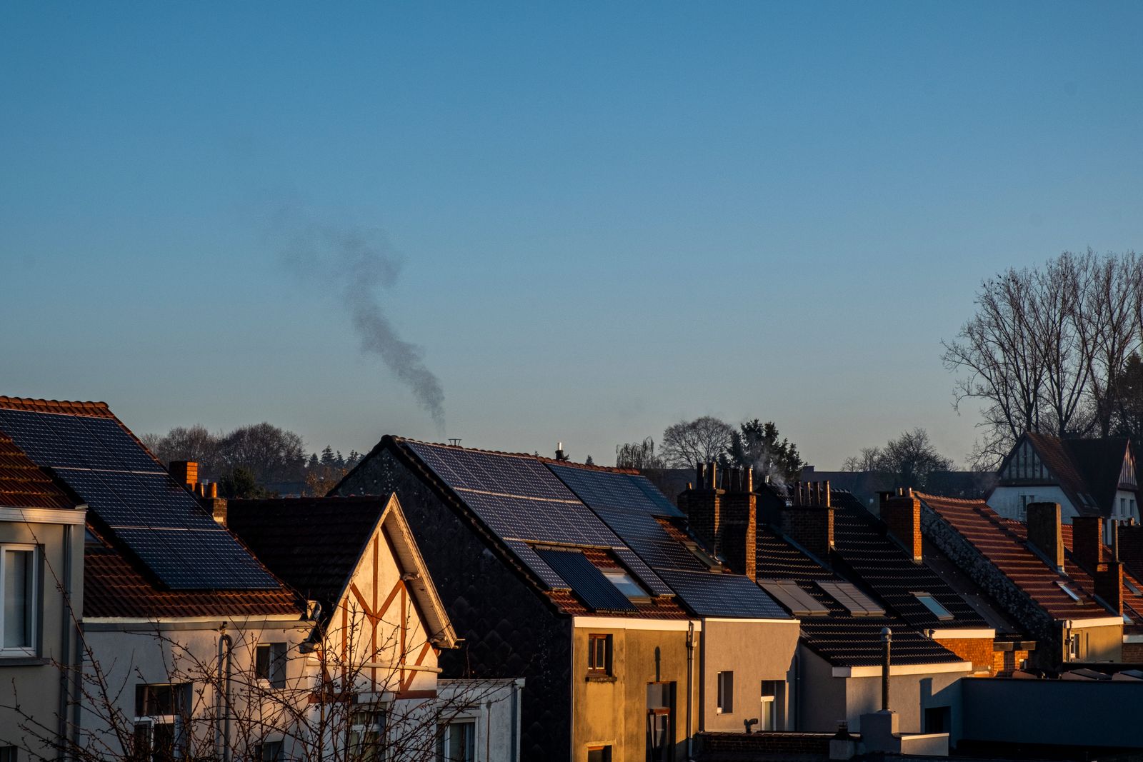 Illustrative stock photo of a home with rooftop solar panels